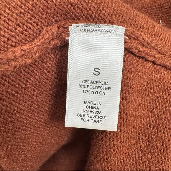 Logo Lori Goldstein Brown Animal Print Trim Cowl Neck Tunic Sweater Womens S - Picture 4 of 9